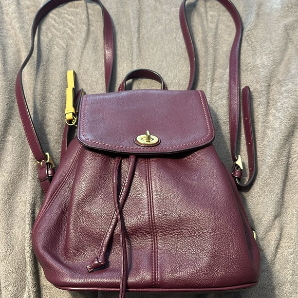 Burgundy Coach Mini Backpack - Picture 1 of 7